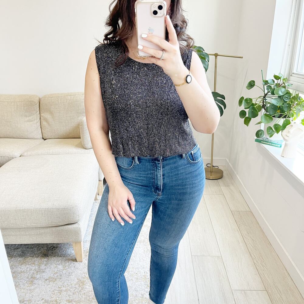 Women's Vintage Ronni Nicole Glitter Cropped Tank Size XL